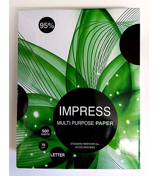 Papel Bond Impress 6951476310602 Caja con 10 paquetes con 500 hojas tamaño carta 21.6 cm x 27.9 cm 95 blancura 70 gramos Alta Blancura - Papel Bond Impress 6951476310602 Caja con 10 paquetes con 500 hojas tamaño carta 21.6 cm x 27.9 cm 95 blancura 70 gramos Alta Blancura -